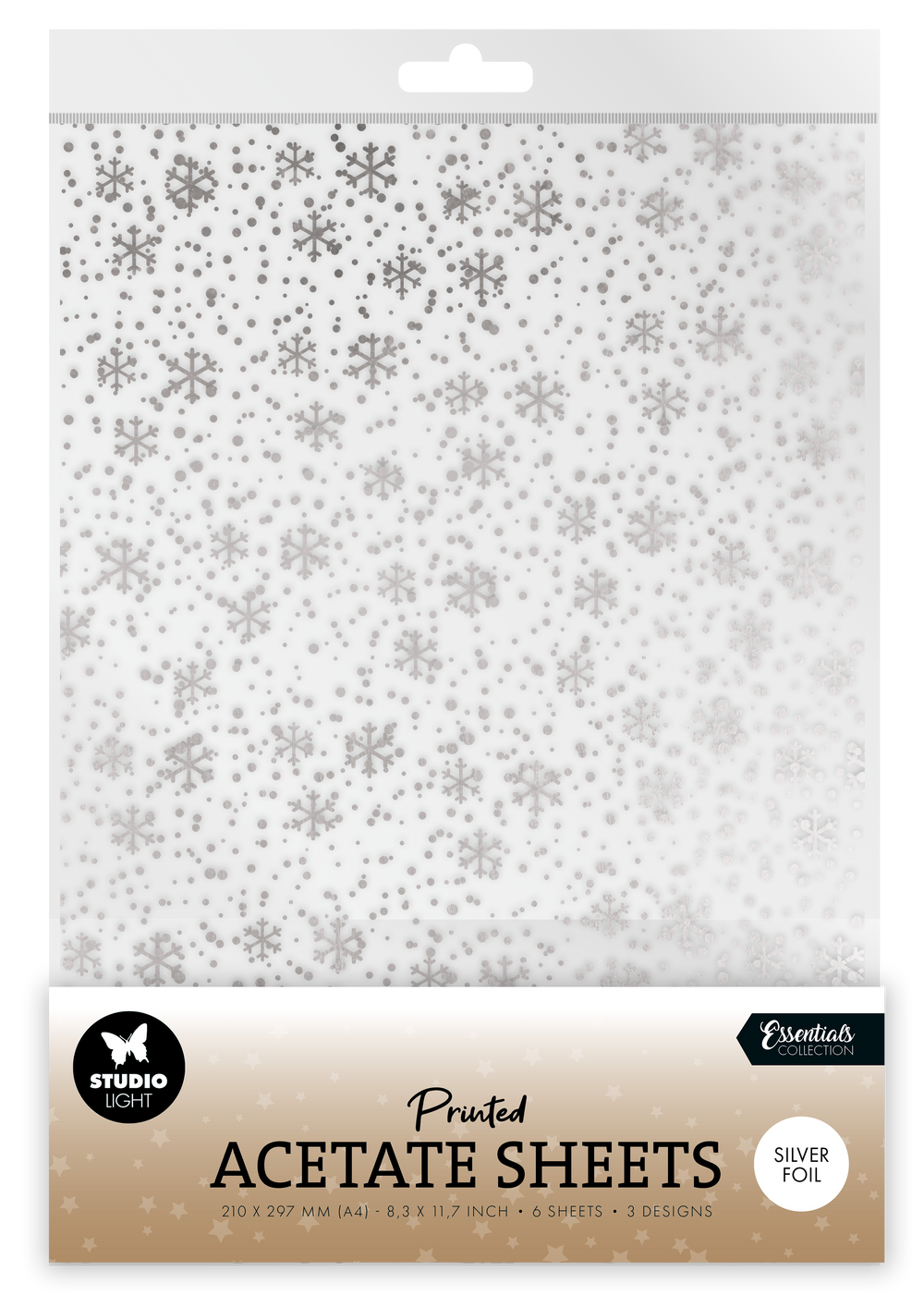 SL Feuille d'acétate Flocons de neige Argent Essentiels 6 feuilles