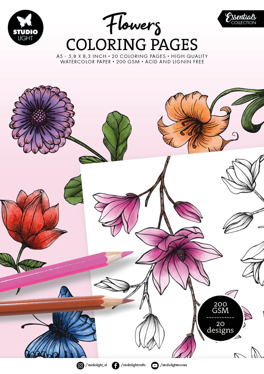 SL Coloring Pages Flowers Essentials 20 Sheets — Ecstasy Crafts