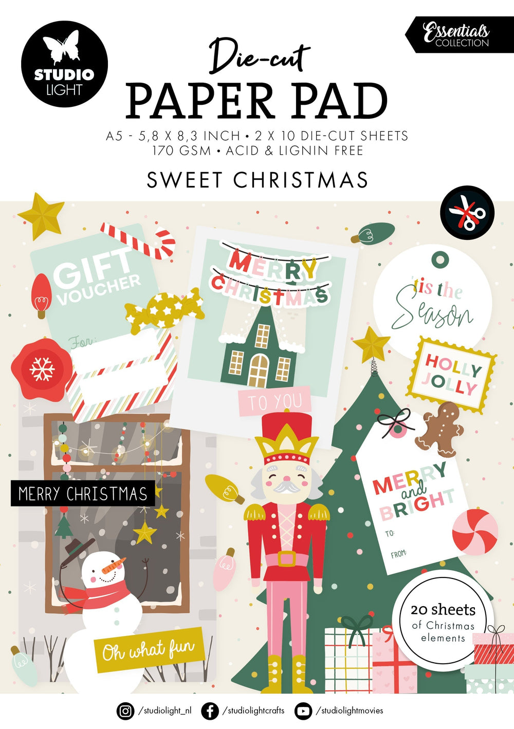 SL Die-Cut Paper Pad Sweet Christmas Essentials 20 SH — Ecstasy Crafts