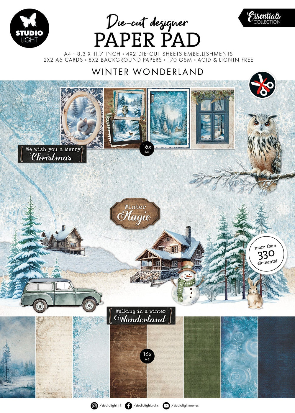 SL Bloc de papier découpé Winter Wonderland Essentials 28 feuilles