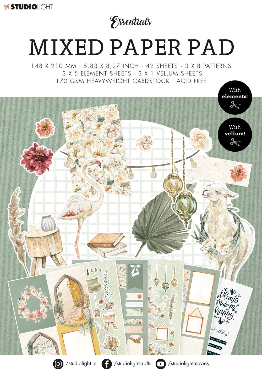 SL Bloc de papiers mélangés Bohemian Spring Essentials 148x210x9mm 42 feuilles n°20