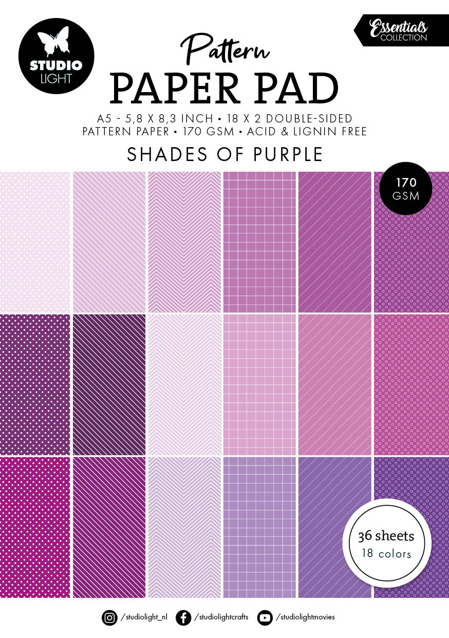 Bloc de papier à motifs SL Nuances de violet Essentiels 36 feuilles