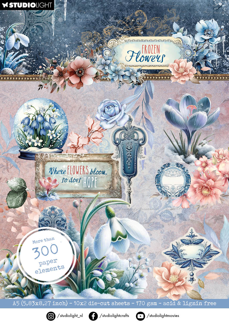 SL Die-Cut Paper Pad Paper Elements Frozen Flowers 20 SH — Ecstasy Crafts