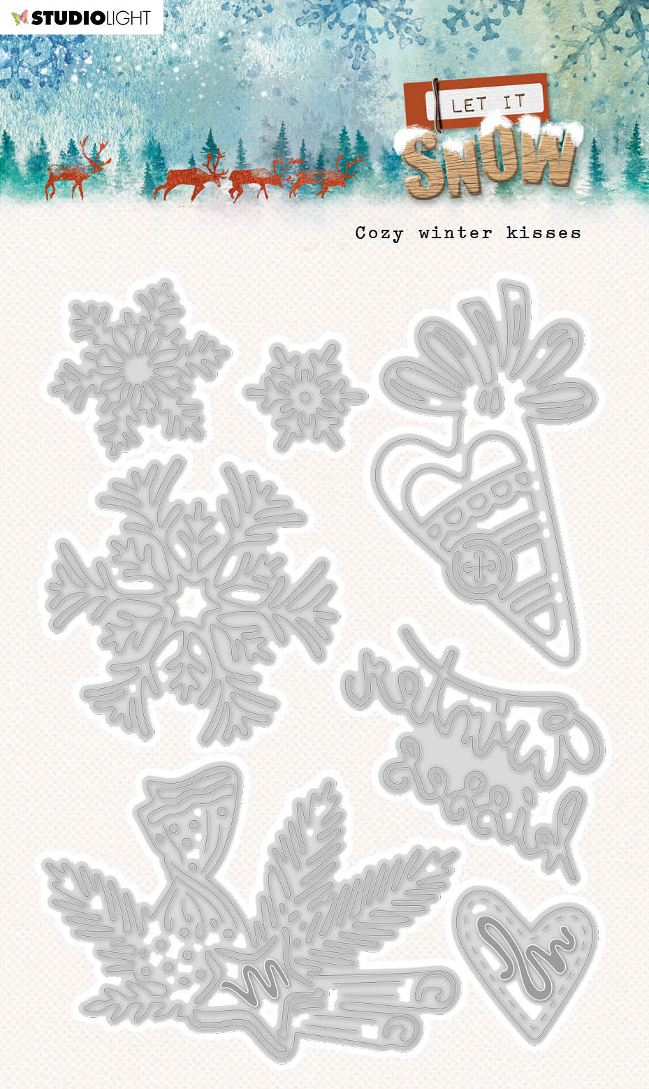 SL Matrices de coupe Baisers d'hiver enneigés Laisse tomber la neige 102x142x1mm 7 PC n°373