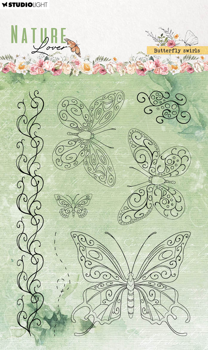 SL Tampons Transparents Papillons Tourbillons Amoureux de la Nature 99x139x3mm 7 PC réf.591