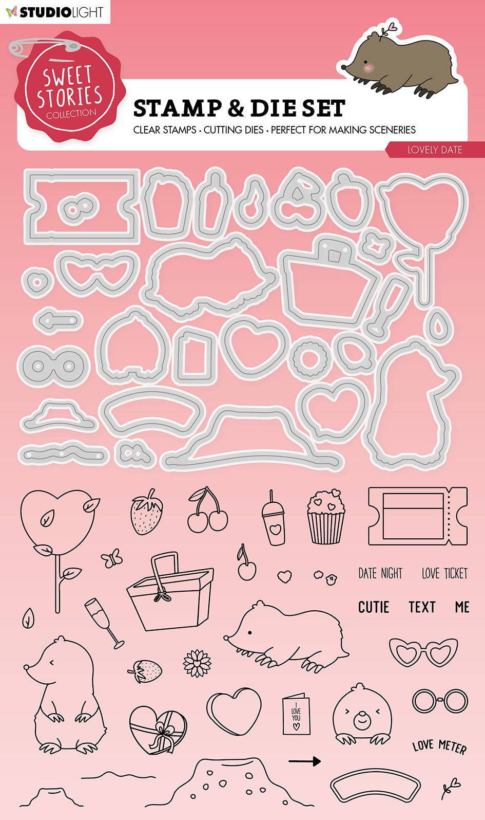 SL Tampon et matrice de découpe Lovely Date Sweet Stories 154x223x1mm 70 pièces n°53