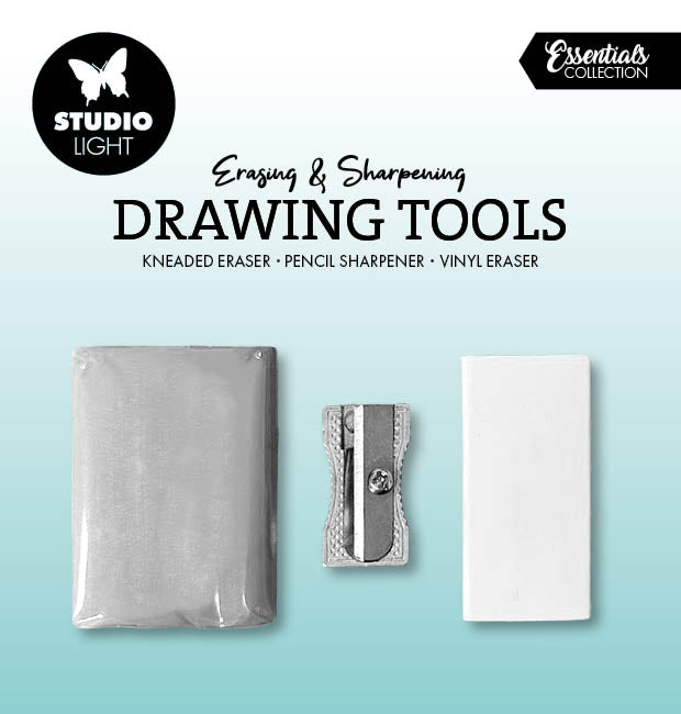 SL Outils de Dessin Gommes Malaxée et Vinyle, Taille-Crayon Essentiels 3 Pièces