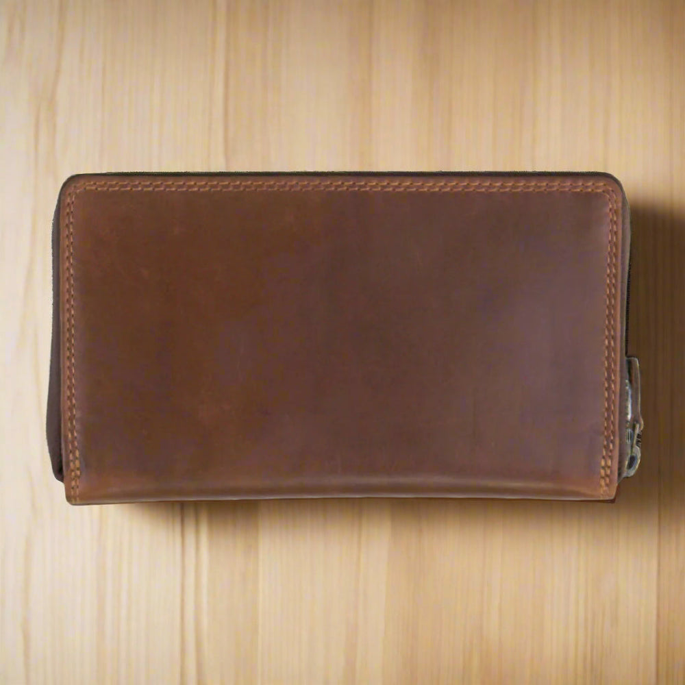 Rugged Earth Unisex Full Grain Leather Zippered Wallet — Boutique of Leathers/Open Road