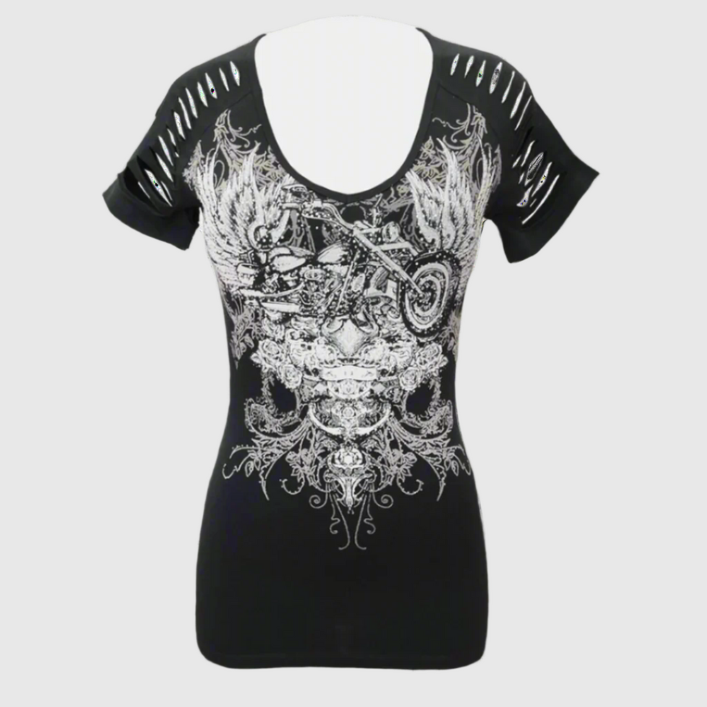Women's Skull & Wings Tank Top with Rhinestones