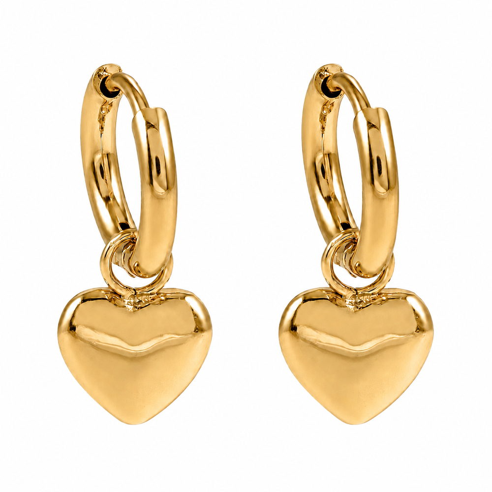 Boucles d'oreilles STOWE Or : Mini anneaux rehaussés d'un charmant cœur