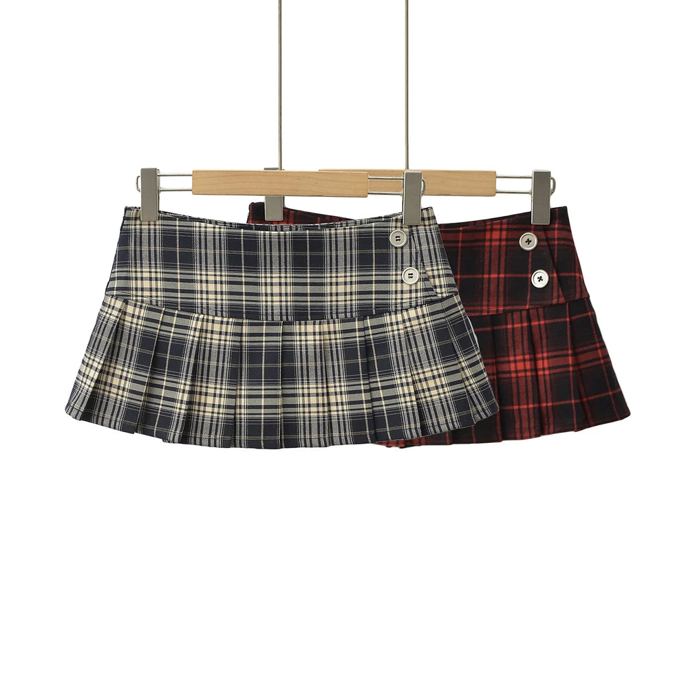 Vintage Plaid Mini Skirt – Preppy Y2K Style, Pleated & Flirty — Aero Ladies