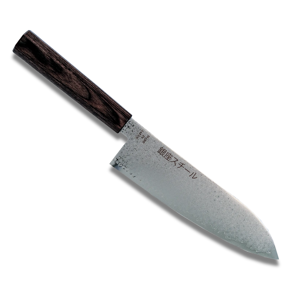 Série Seiryū (青龍) - Couteau Santoku 180 mm en acier Damas VG10