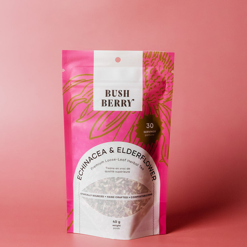 Thé biologique à l'échinacée et aux fleurs de sureau