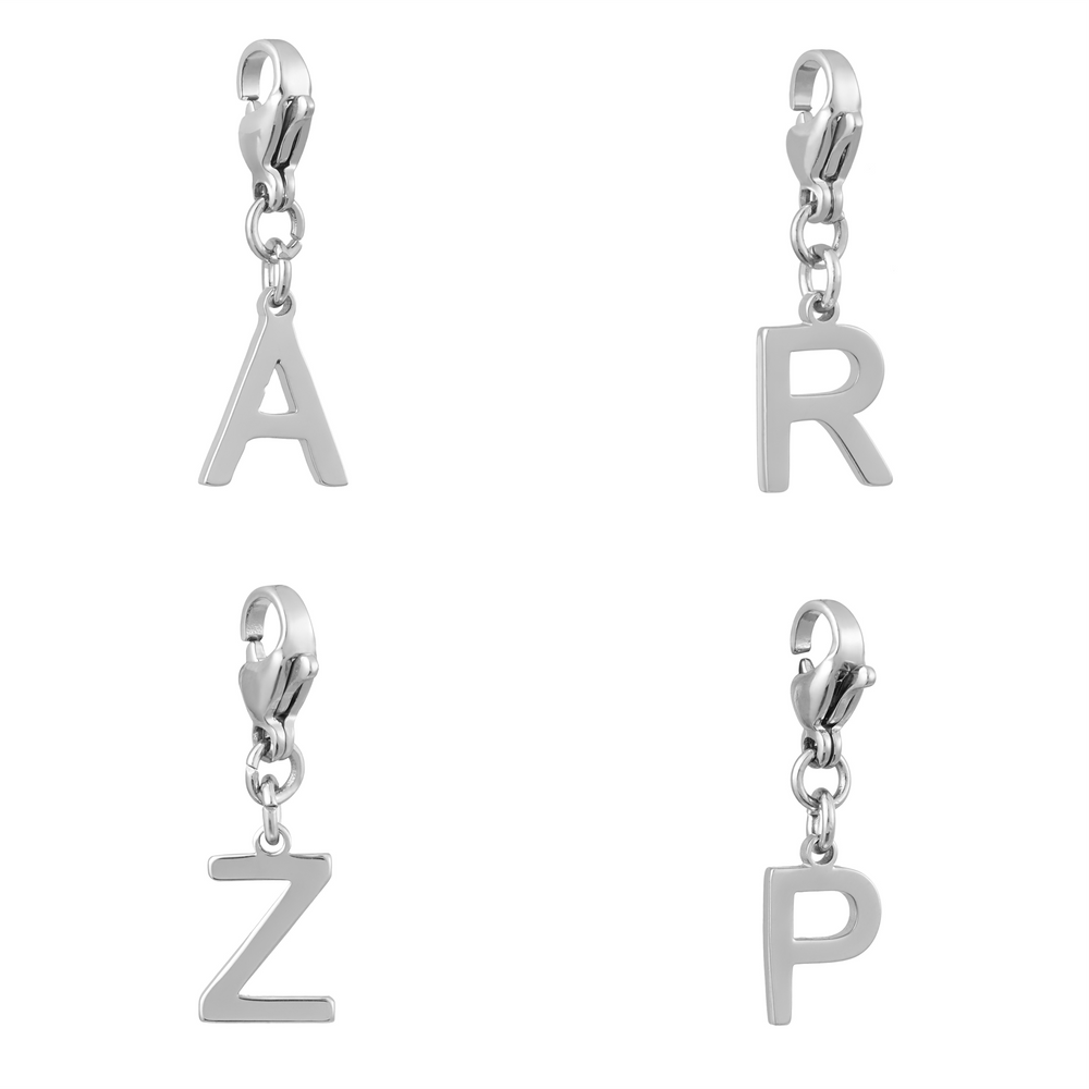 BRELOQUES MINI LETTRES SOLIDES A–Z en ARGENT (Or blanc) : Pendentif Initial Alphabet Délicat pour Colliers et Bracelets — 12,50 $