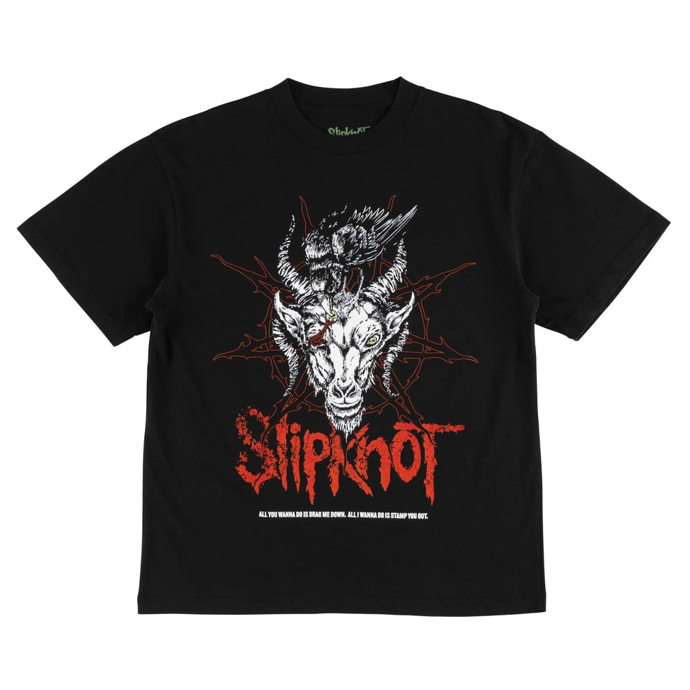 Welcome x Slipknot 'Spit It Out' Boxy Garment Dyed Tee - Black