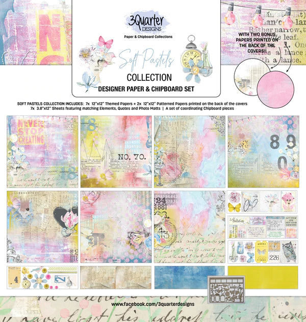 3Quarter Designs - Collection de scrapbooking - Tons pastel doux