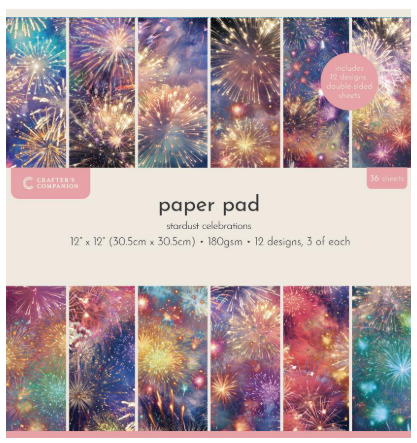 Bloc de papier 30,5 x 30,5 cm Crafter's Companion Stardust Celebrations