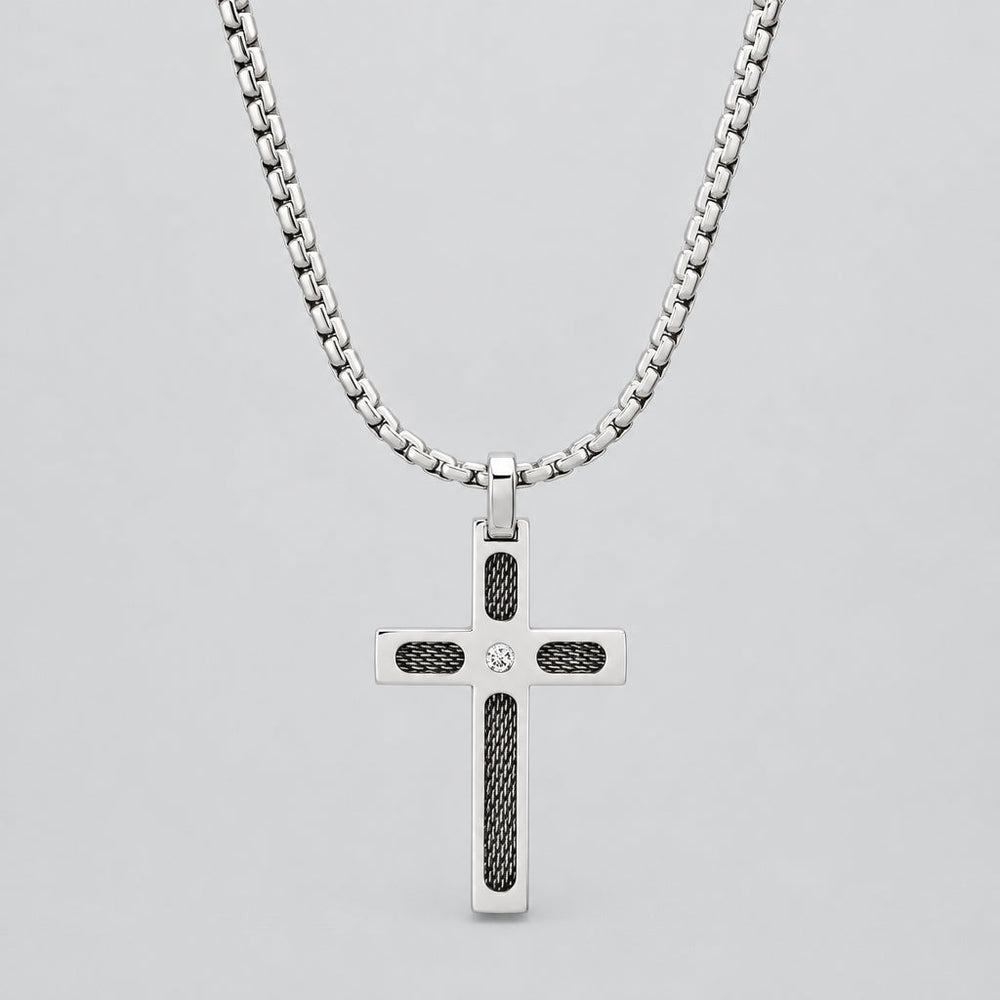 Steeltime Diamond Cross Pendant