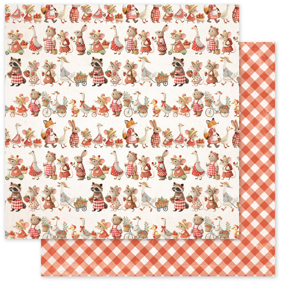 Strawberry Friends Basics A 12 x 12 Paper (12 pc Bulk Pack) 34887 — Ecstasy Crafts
