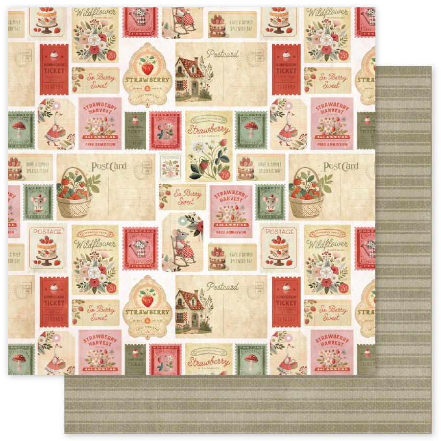 Strawberry Friends F 12 x 12 Paper (12 pc Bulk Pack) 34878 — Ecstasy Crafts