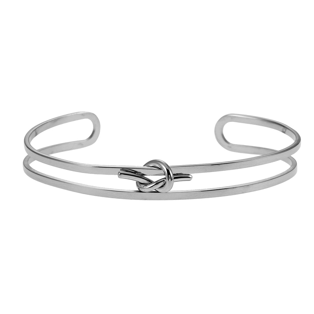 TIED : Bracelet empilé détaillé en nœud en or blanc (ton argenté)