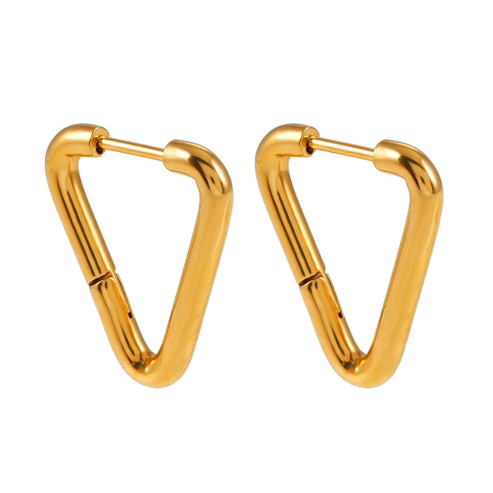 TRILO Or : Boucles d'oreilles créoles modernes en triangle - Une touche audacieuse d'élégance classique