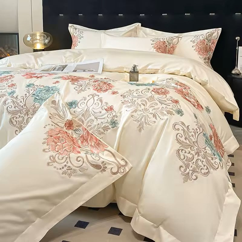 Ensemble de housse de couette Talia 400 TC 100 % coton - Beige