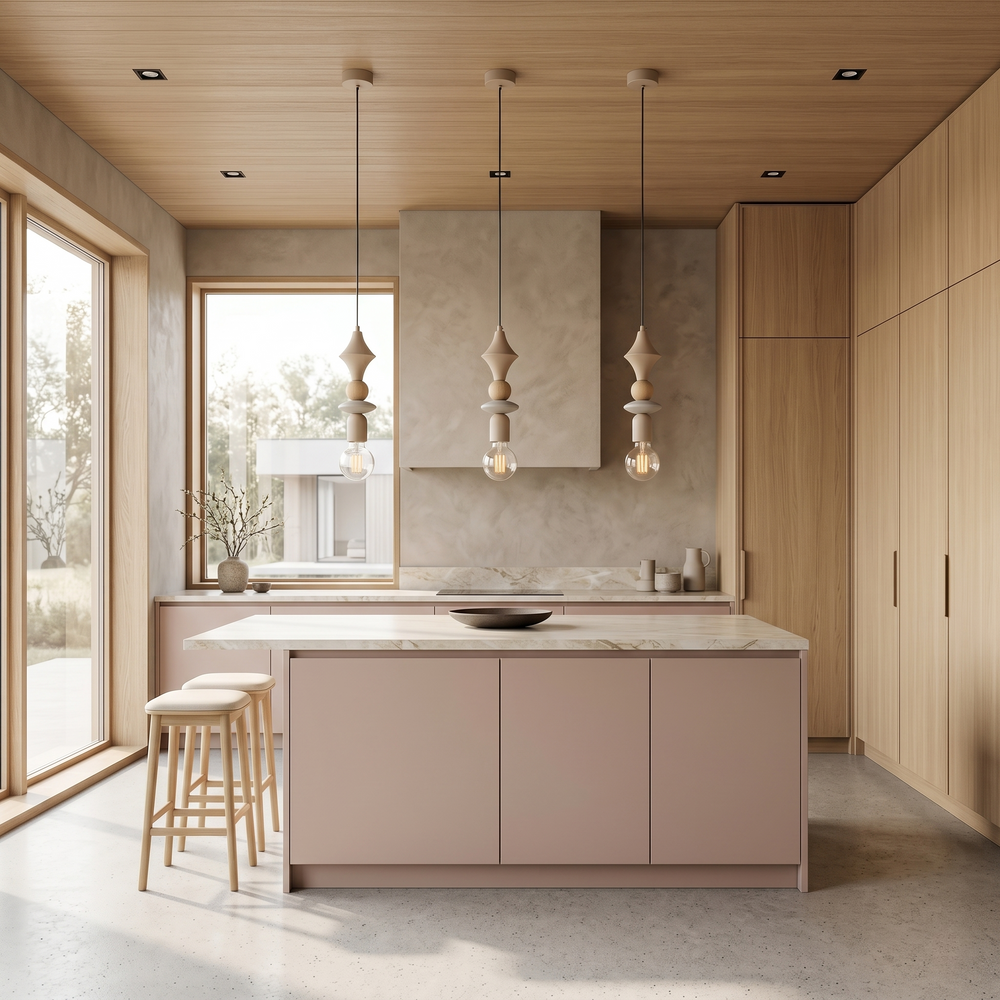 Lustre TOWER en bois pour îlot de cuisine, table de chevet et coin lecture