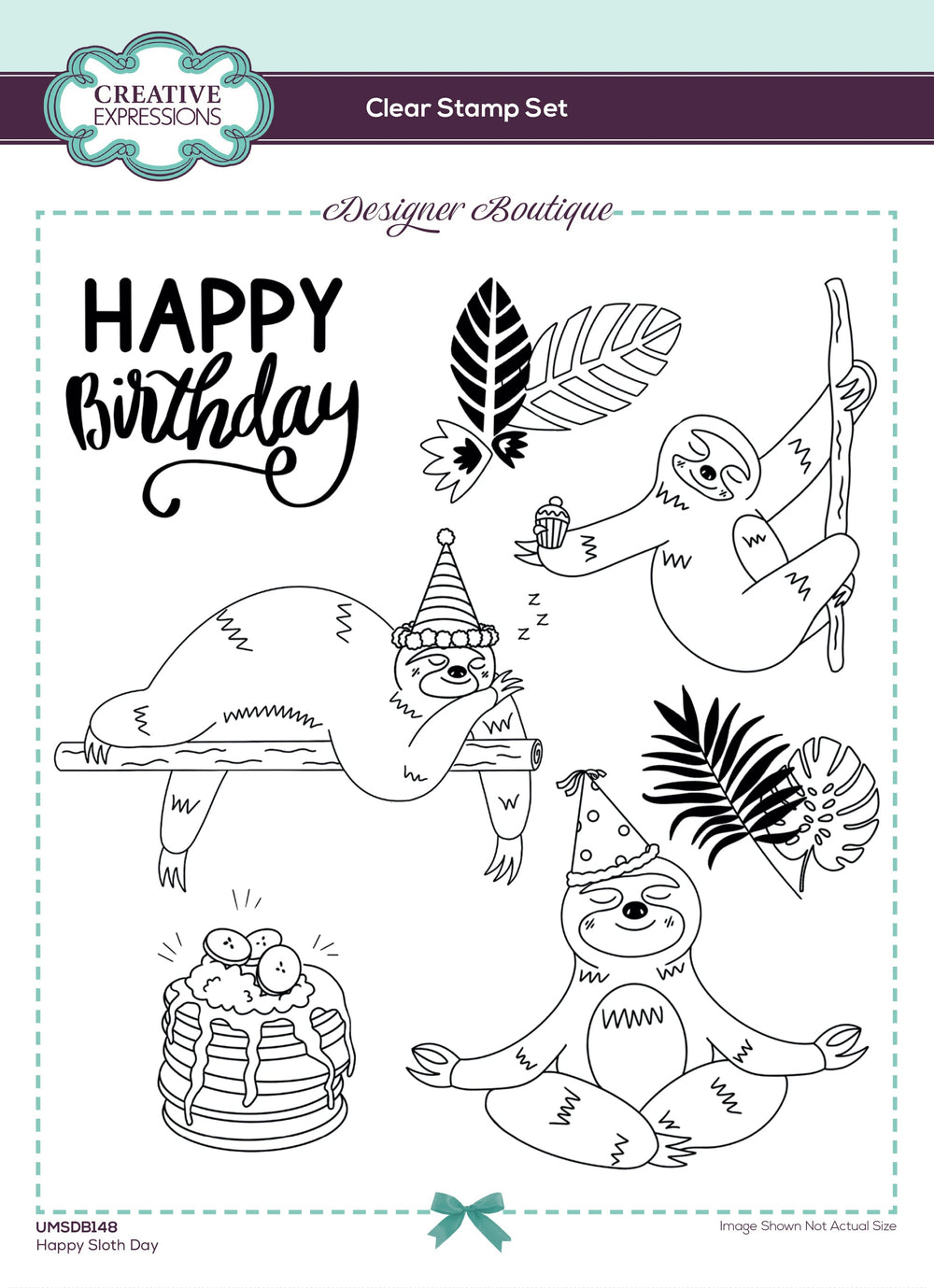 Creative Expressions Designer Boutique Happy Sloth Day Lot de tampons 6 po x 8 po
