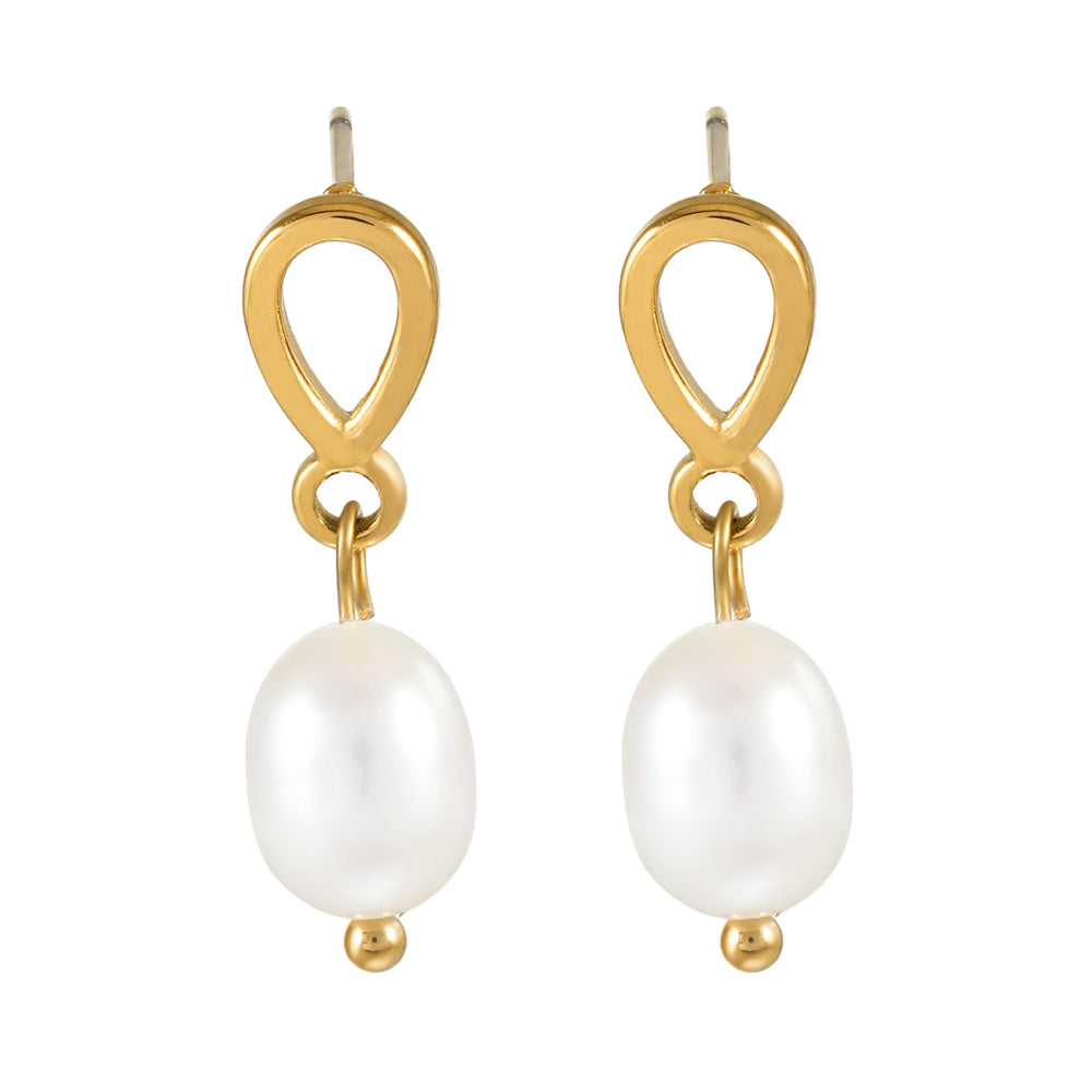 VARKONY Or : Boucles d'oreilles élégantes en forme de goutte avec perles d'eau douce lustrées