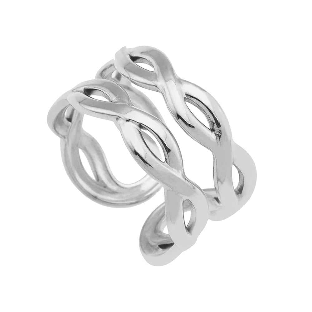 Bague ajustable VENESSA Argenté : motif entrelacé répété