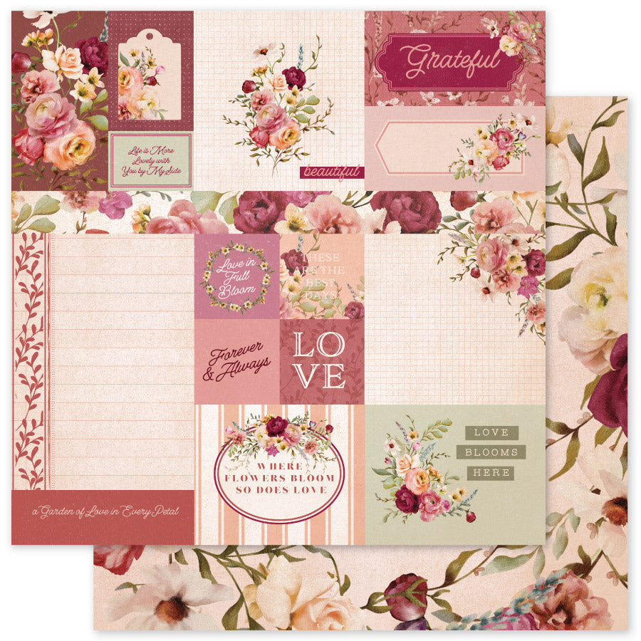 Vintage Rose Basics A 12 x 12 Paper (12 pc Bulk Pack) 33624 — Ecstasy Crafts