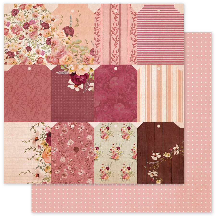 Vintage Rose Basics D 12 x 12 Paper (12 pc Bulk Pack) 33633 — Ecstasy Crafts