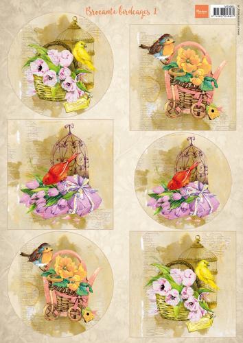 Feuille à découper Oiseaux et cages à oiseaux 1 A4