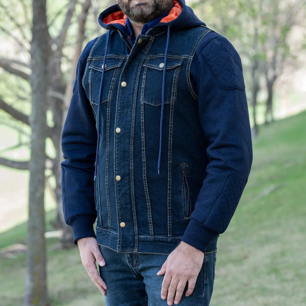 Versatile Denim Vest with Hoodie — Boutique of Leathers/Open Road