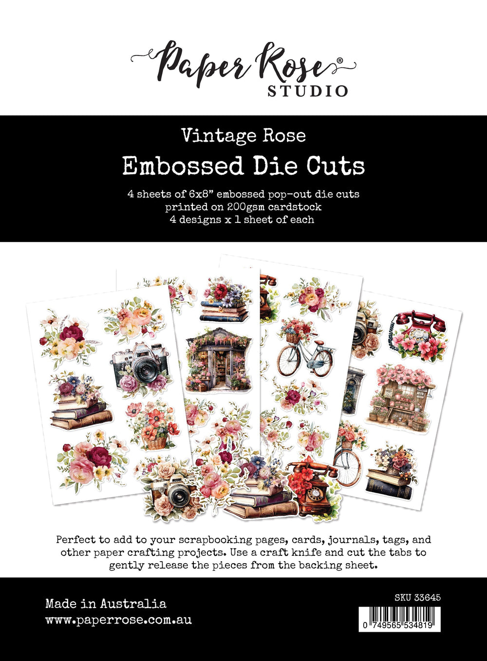 Vintage Rose Embossed Die Cuts 33645