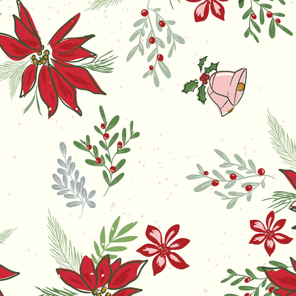 Mistletoe & Holly 108in Wide Back Floral Cloud