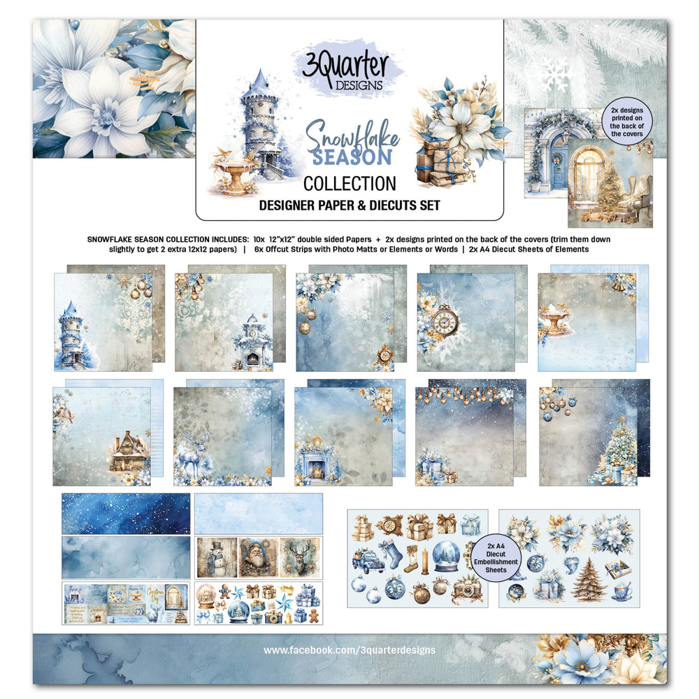 3Quarter Designs Kit de papier design et de découpes Snowflake Season 30x30 cm