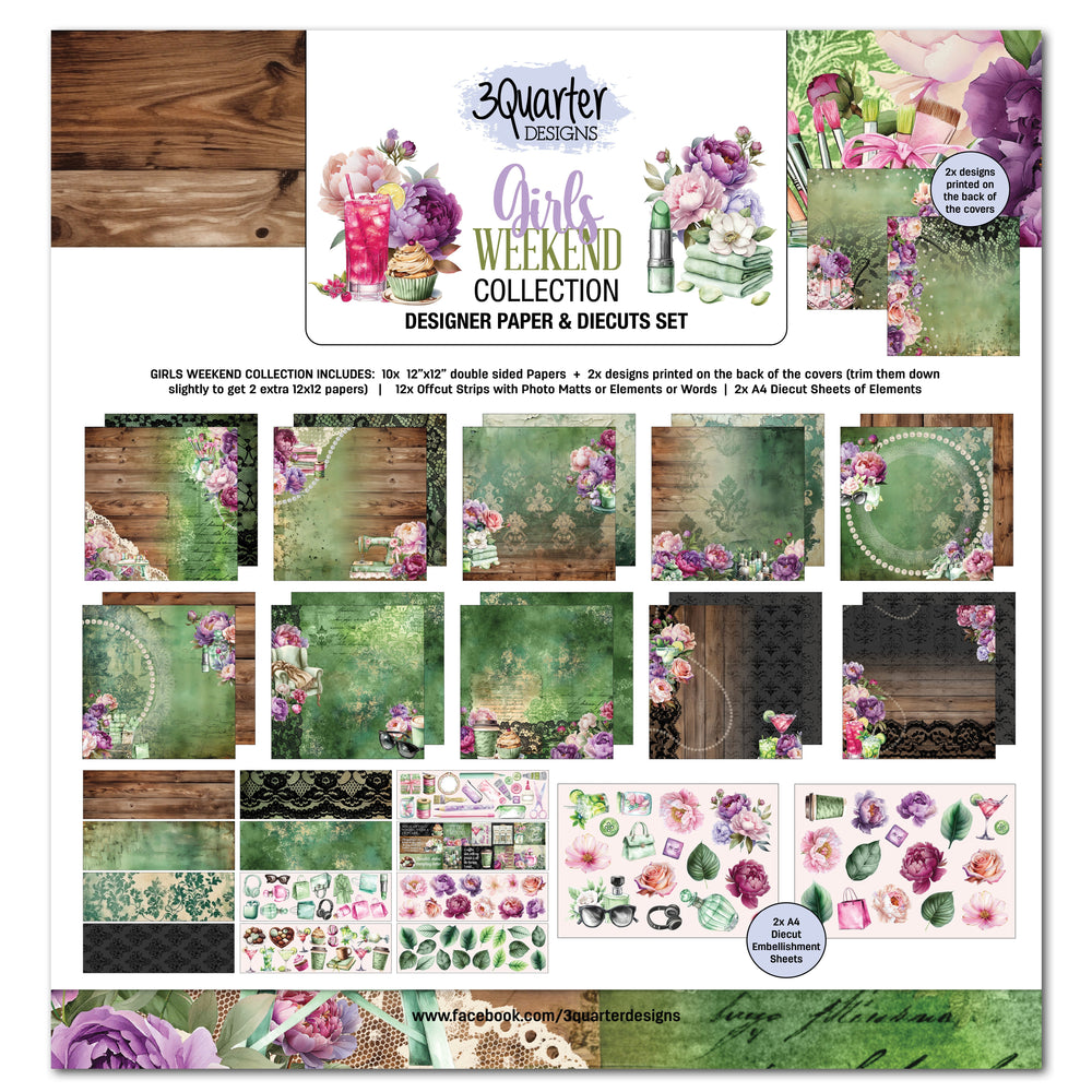 Set de papier design 30x30 et de découpes 3Quarter Designs Girls Weekend