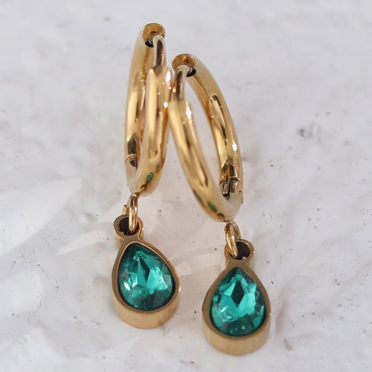 Boucles d'oreilles WINNIE Cristal Émeraude Encapuchonné