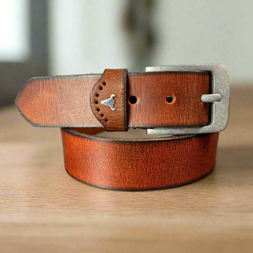 Ceinture homme en cuir grainé de buffle