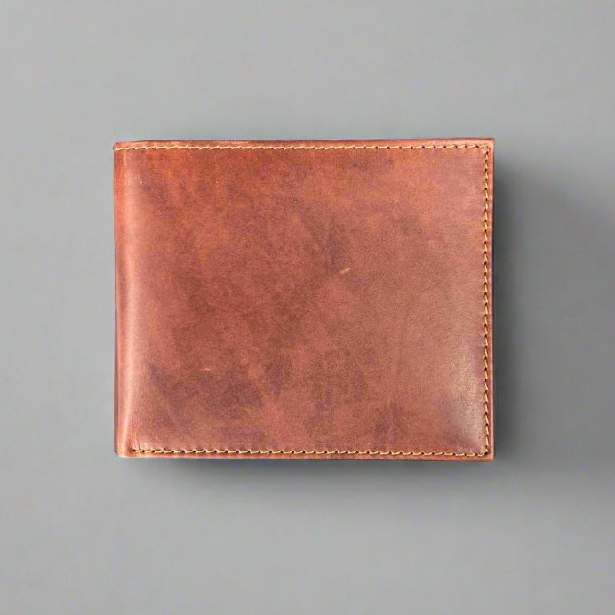 Portefeuille homme en cuir de vachette, modèle Bifold à volet