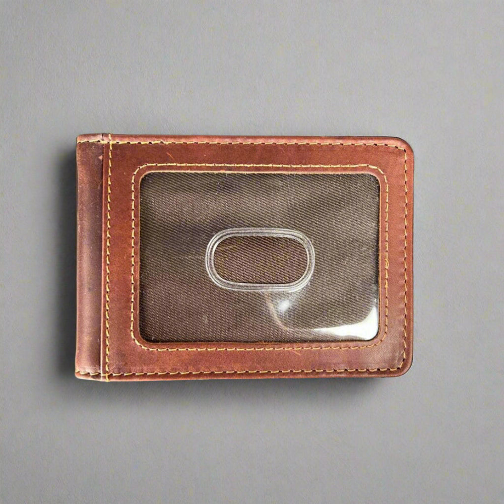 Pince à billets en cuir de vachette pour homme avec protection RFID