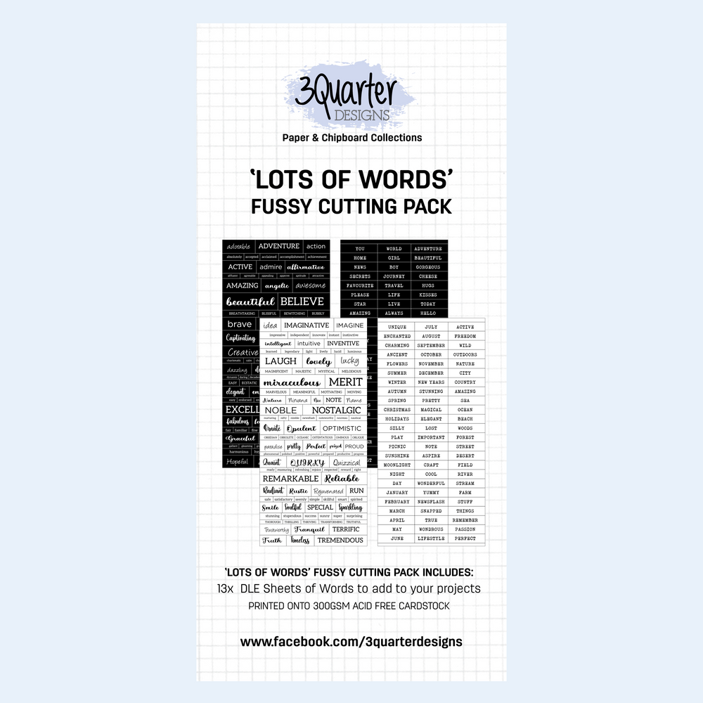 Pack de découpe Fussy Cutting 3Quarter Designs - Lots of Words
