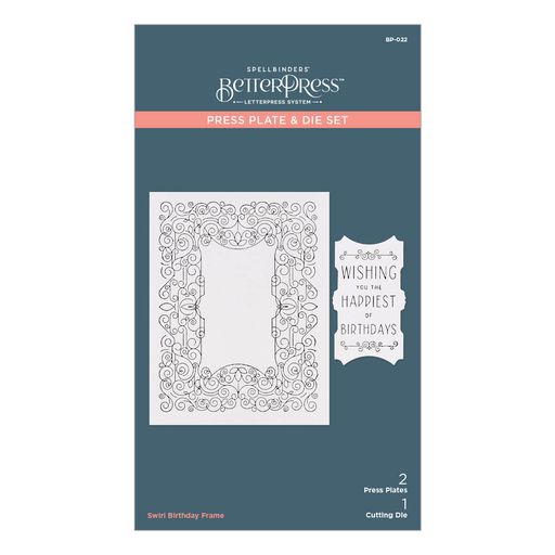 Swirl Birthday Frame Press Plate & Die Set from the BetterPress Collection — Ecstasy Crafts