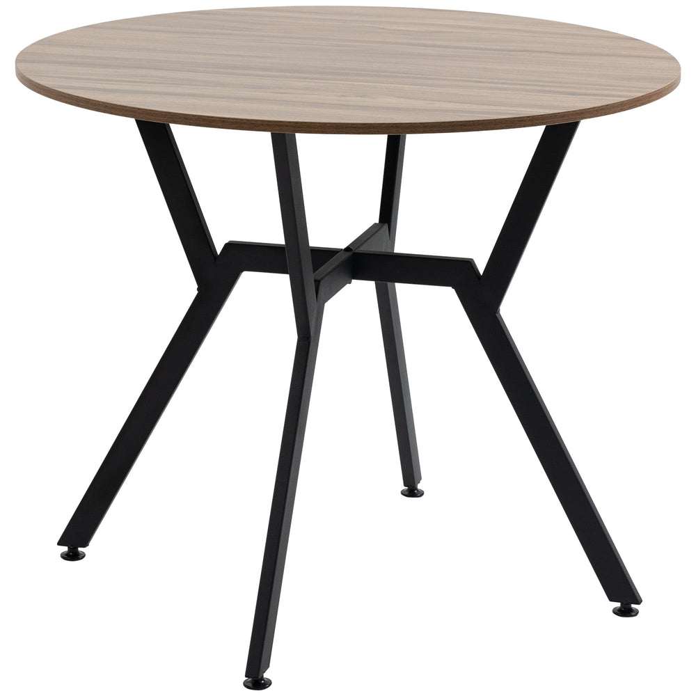 Ainsley 35" Round Dining Table with Steel Frame-Brown