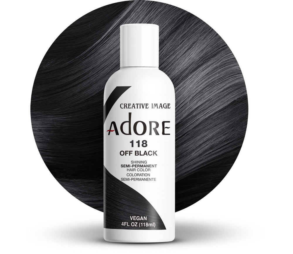 ADORE SEMI-PERMANENT HAIR COLOR - 118 OFF BLACK 4OZ