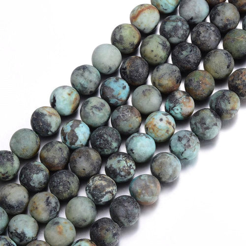 Perles de Jaspe Turquoise d'Afrique Givré