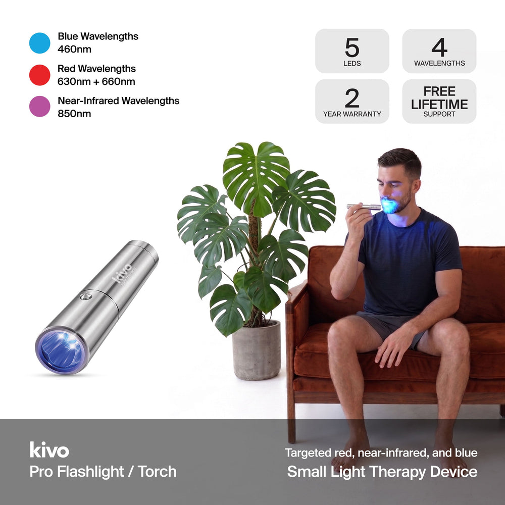 Lampe de poche Kivo Pro à luminothérapie rouge et bleue