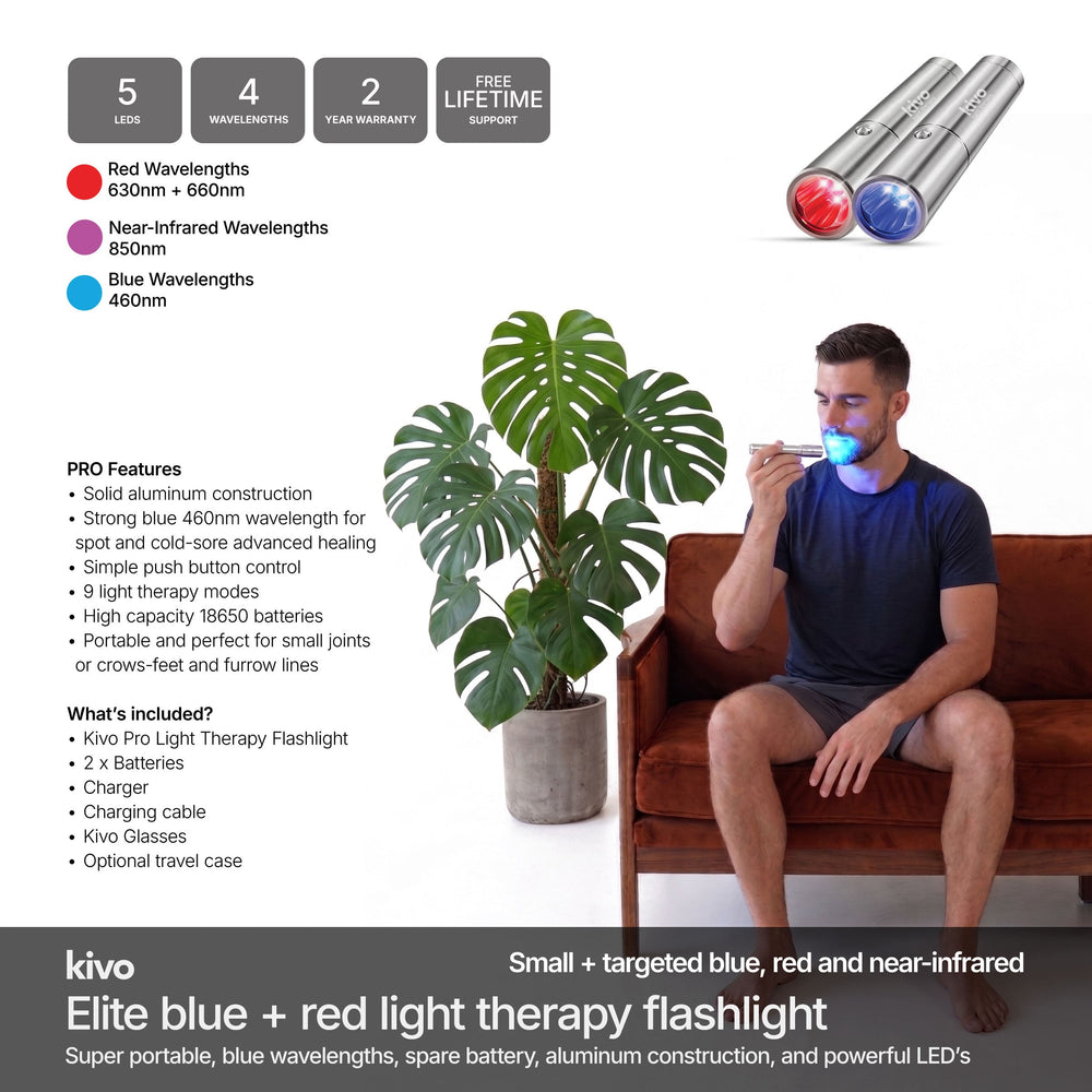 Kivo Pro Red & Blue Light Therapy Flashlight